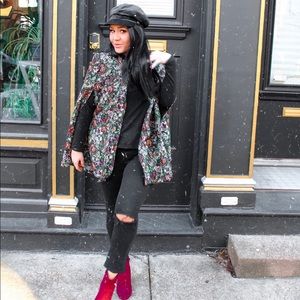 Vintage-Looking Floral Cape Coat